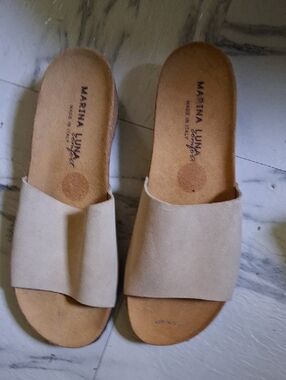 Marina Luna Neutral Suede Slide Mules